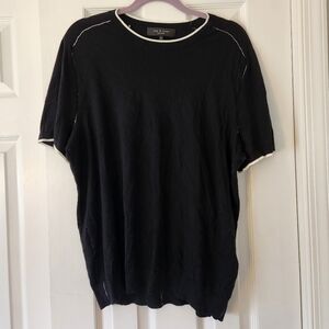 rag & bone Slim- Fit Contrast- Tipped Black Short Sleeve Tee Sweater